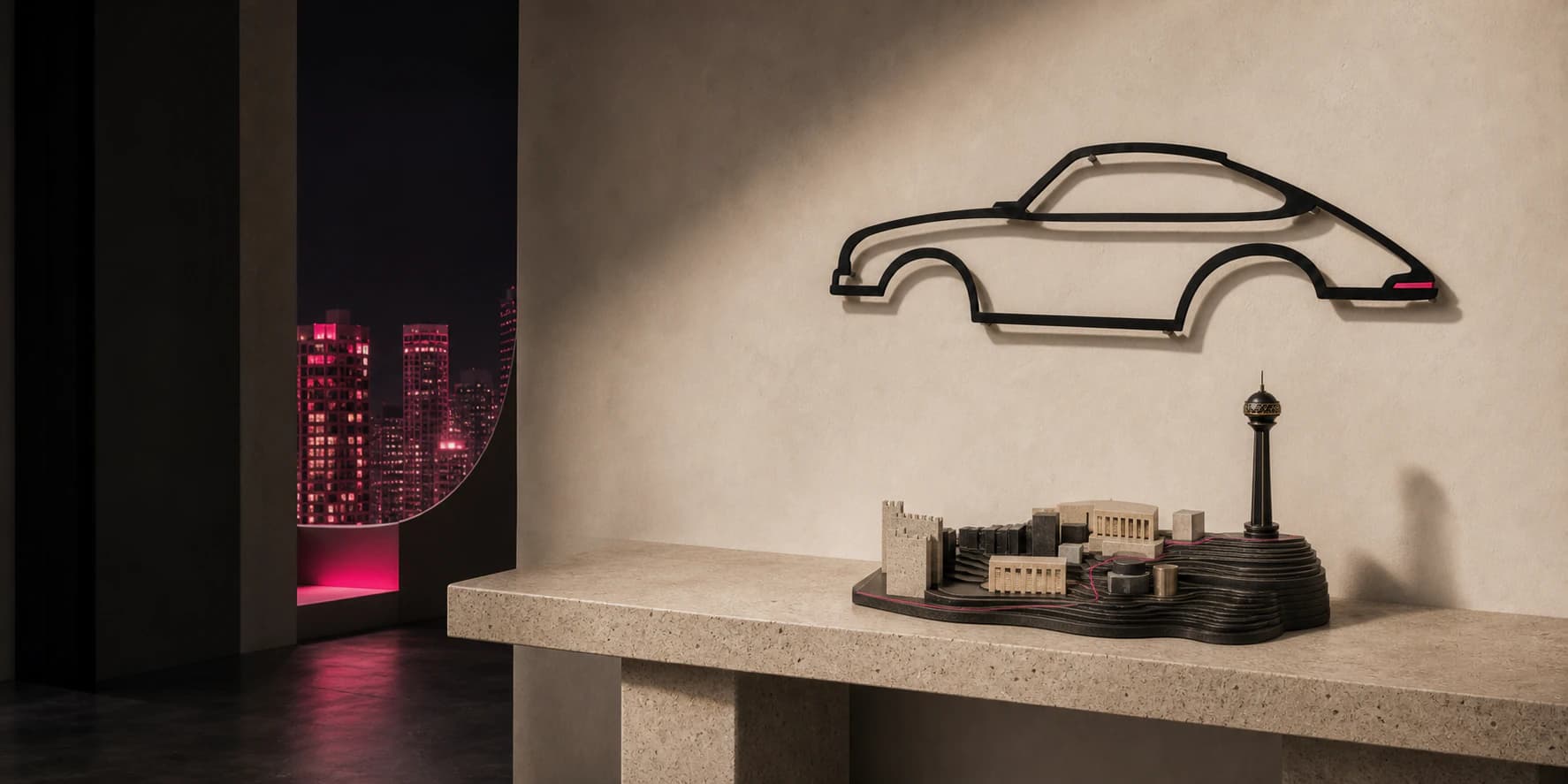 Harmoni automotive wall silhouette in a contemporary interior